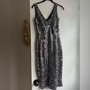 Retro Black and Silver Women's Cocktail Dress